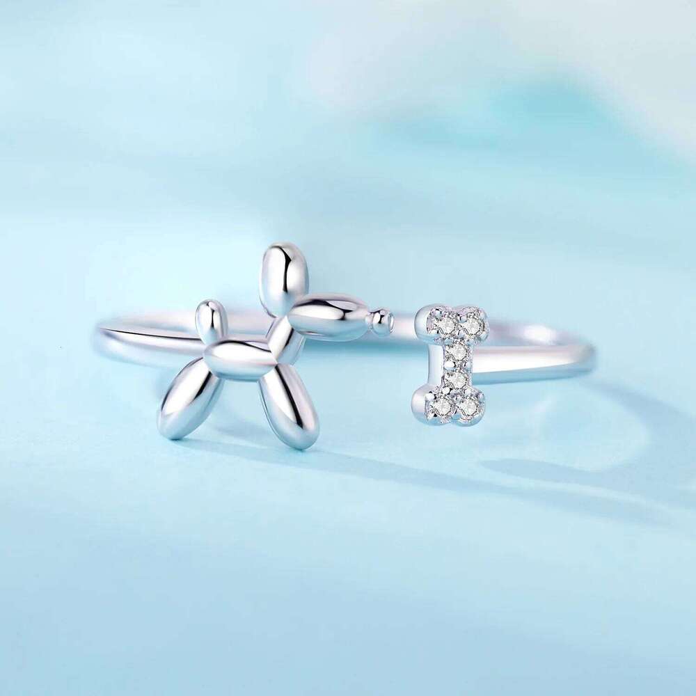 2025 New S925 Pure Silver Simple and Cute Animal Balloon Dog Open Ring Suitable for Women's Wedding Banquet Birthday Jewelry H260312