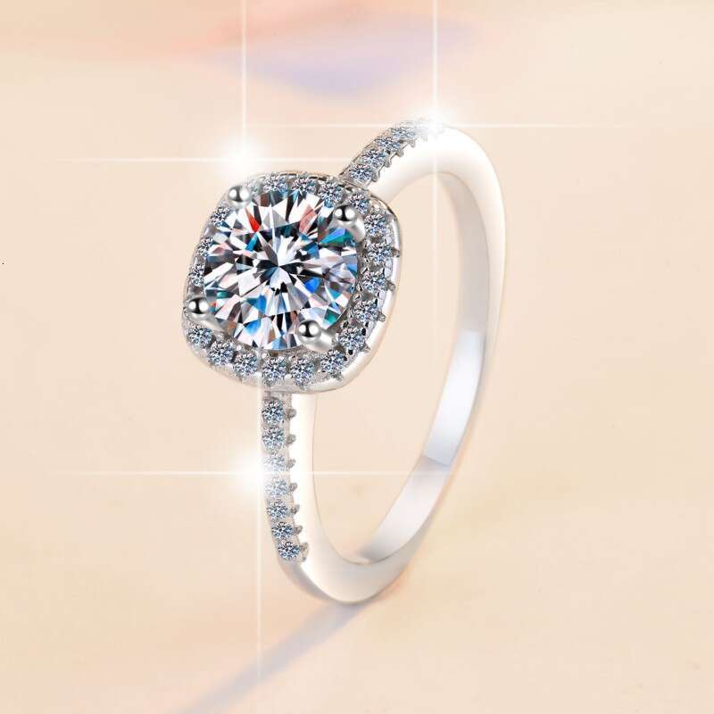 Diamond Ring For Women Classic Square Cut Moissanite 925 Sterling Silver Candy Design Light Luxury Fashion Jewelry