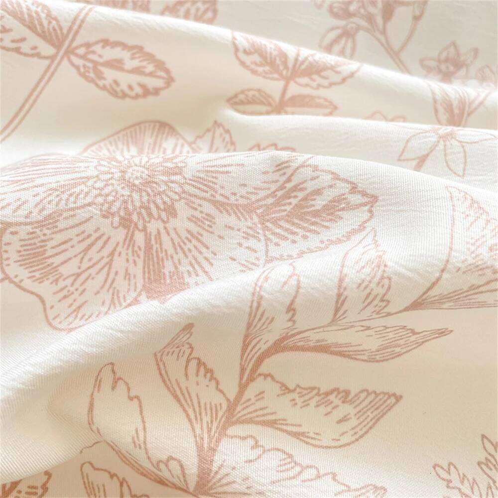 Beautiful Duvet Cover Cute Plant Flower Sheet for Women and Girls Washed Cotton Pillowcase Home Textiles Four-Piece Bed Set H260312