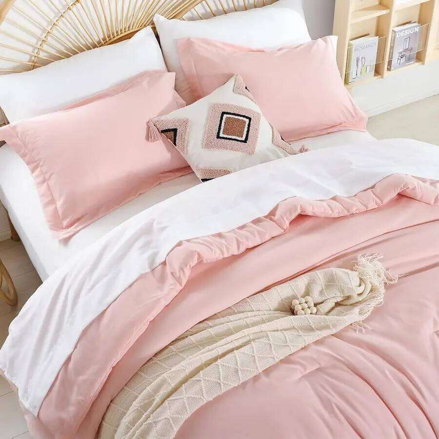 Pink Sets Full Size Comforter with Sheets 7 Piece Soft Microfiber Comforters Set for Women Blush Lightweight Alter H260312