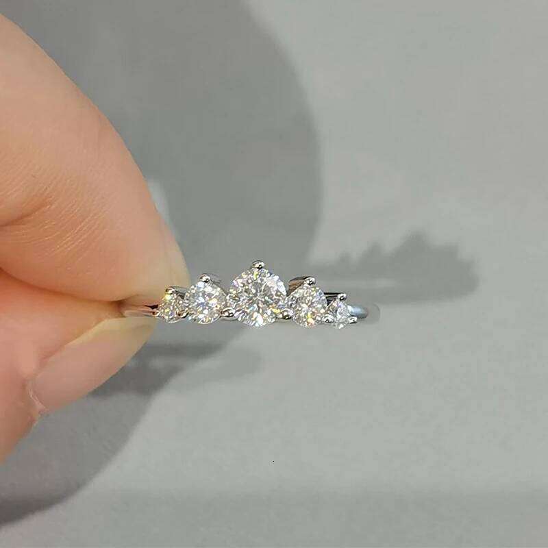 Lnngy 14K Gold Plated 5 Stone Moissanite Wedding Ring Bague Argent 925 Silver Certified Rings For Women Jewelry With Certificate H260312