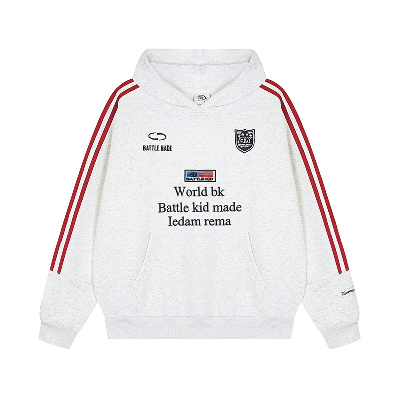 Retro Badge Color-block Designer Hoodie Ribbon Design Hooded Sweatshirt Unisex Casual Versatile Hoodie Top Ins