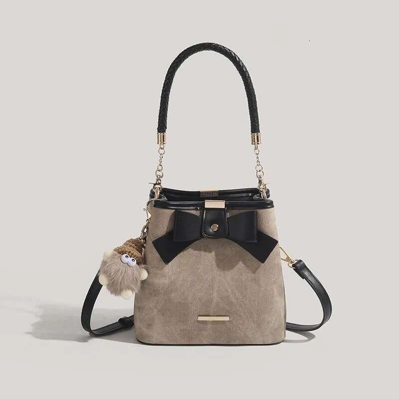 CHARHP&KEJNT 2026 New Niche Bowknot High-end Retro Artistic Bucket Versatile Shoulder Crossbody Bag