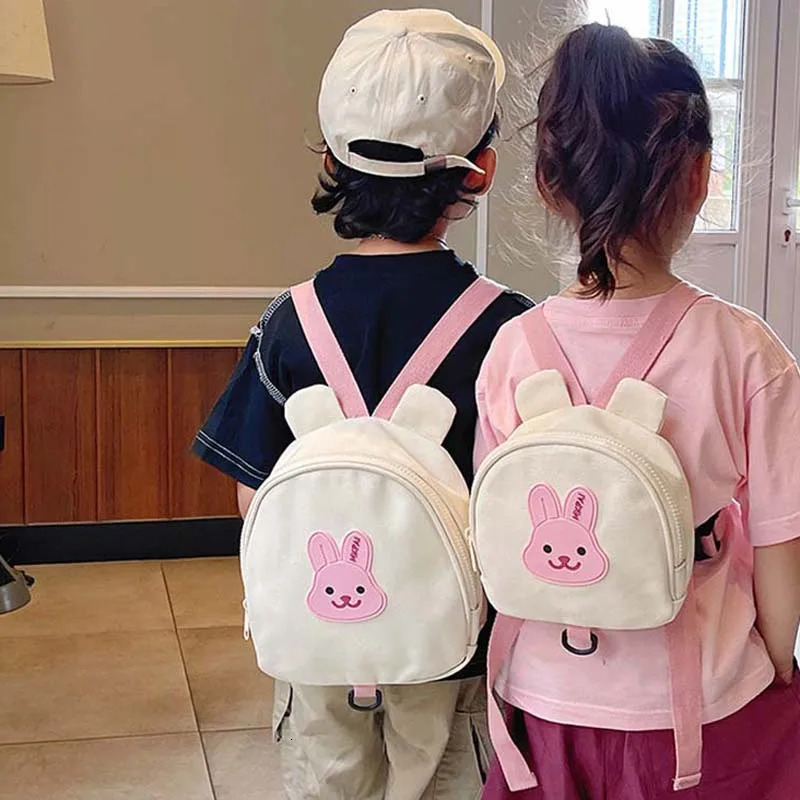 Canvas Baby Backpacks Kindergarten School Bag Bear Bunny Korean Antilost Kids Bags for Girls Boys Children Travel 260311