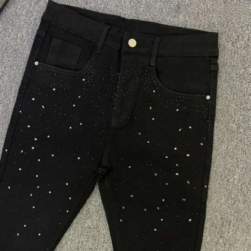 Men's Jeans Drilling Men Sky Is Full Of Stars Pants High Street Slim Straight Denim Trousers Hip-Hop Punk Gothic Vintage Men's Clothing