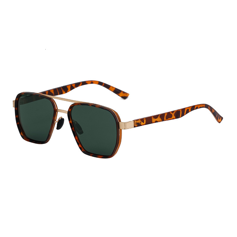 fashion double-bridge sunglasses for men, outdoor driving sun protection eyewear, wholesale square-frame glasses shades