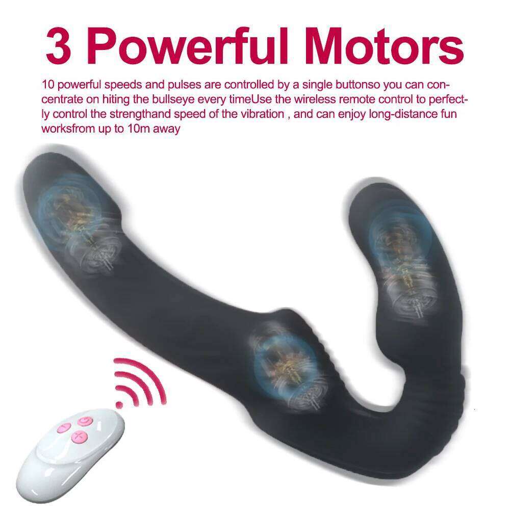 10 Speeds Strapless Strapon Dildo Vibrator Female Double Vibrating G Spot Adult Sex Toys For Women Couple Anal Prostate Massager Z260311
