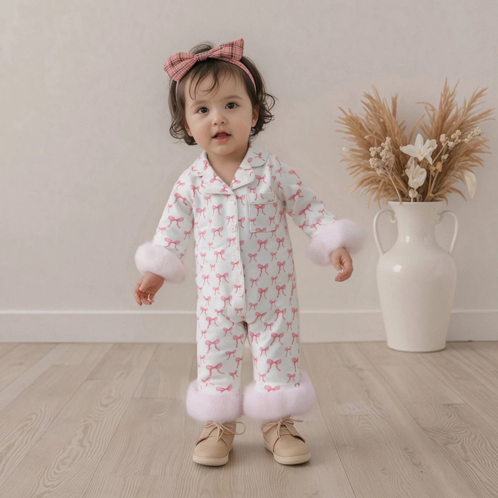 024M Baby Girl Boy Fall Button Down Silk Satin Pajamas Romper Jumpsuit Long Sleeve Nightgown Pjs Sleepwear 260311