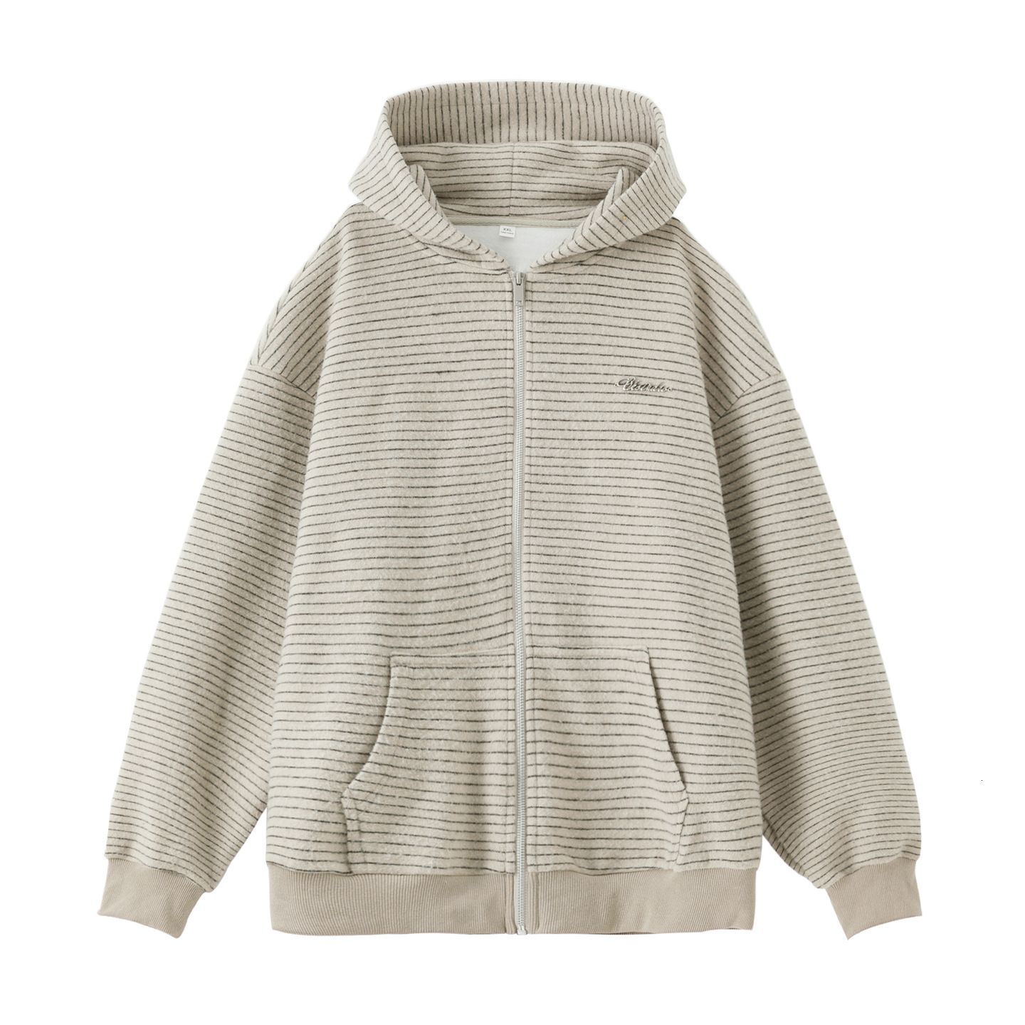 Retro Color-block Striped Cardigan Hoodie Autumn And Winter Style Designer Hoodie Loose Fit Textured Thickened Warm Hoodie Jacket