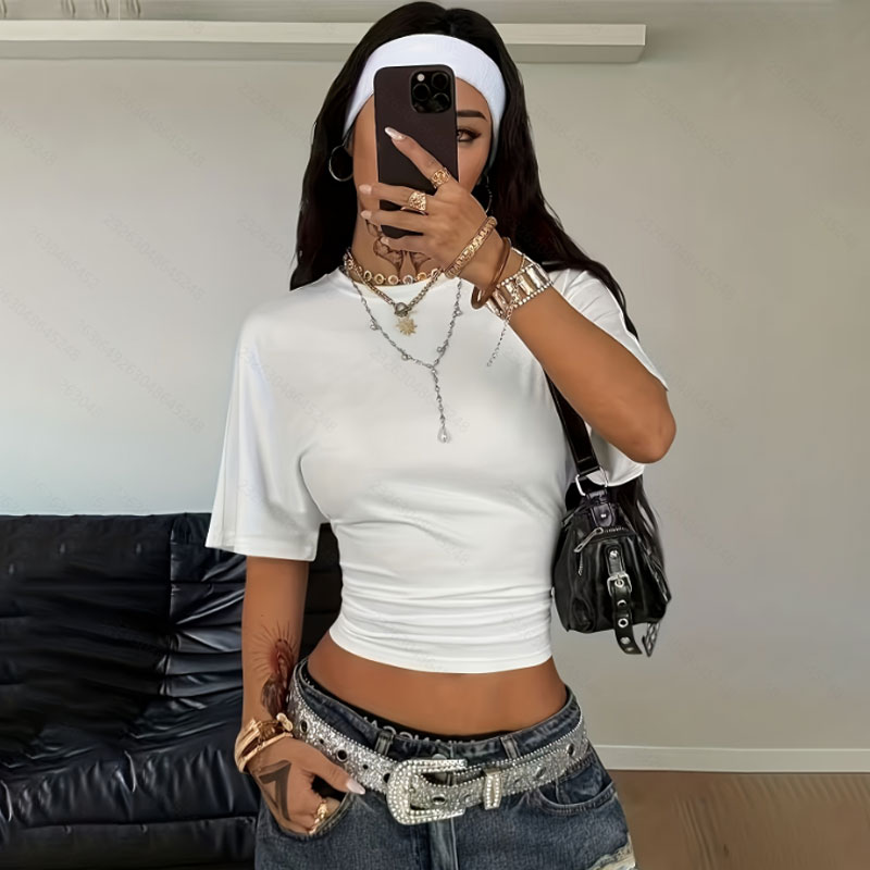 Ladies Fashion Crew Neck Short Sleeve T Shirt Comfortable Loose Fit Casual Summer Tops for Daily Wear and Going Out