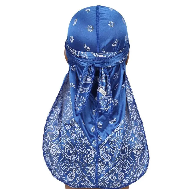 Satin Floral Printed Headband Scarves for Women Hair Accessories Mens Doo Rag Durag Long Tail Cap Bandana Turban Unisex Headwear 260304