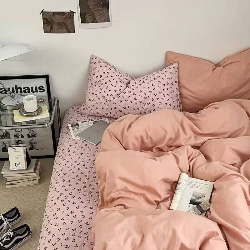 ins Nordic style floral bed sheet four-piece set quilt cover universal for four seasons single dormitory three-piece bedding H260312