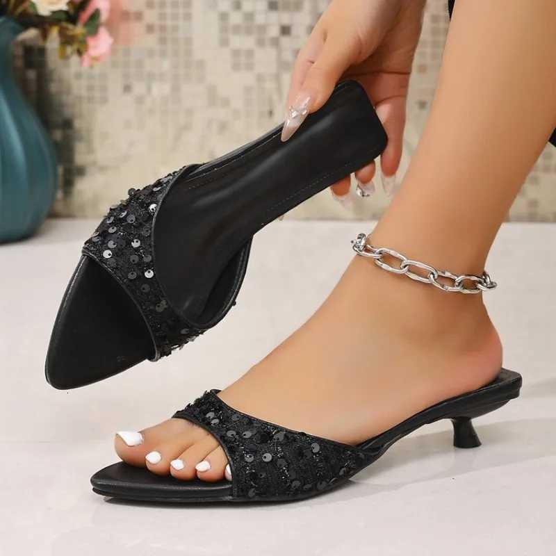 Bling Women Pointed Toe Slippers Sexy High Heels Sandals Shoes 2026 Summer Party Open Toe Shoes Woman Elegant Pumps K260312