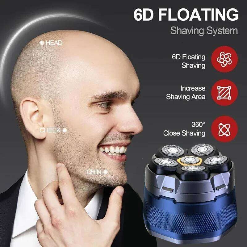 Tinsol New Bald Men's Titanium Electric Clipper Razor 6D Magnetic Hair Trimmer Rechargeable Waterproof Facial Repairer C260312