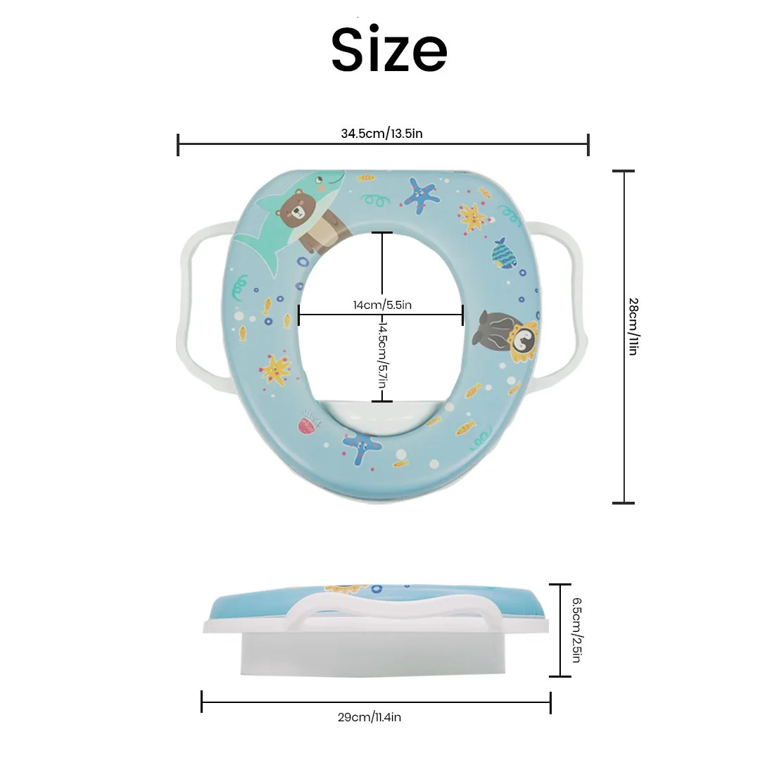 Childrens Toilet Seat Circle with Handles Soft Cushion Cute Cartoon Kids Toddler Potty 260311