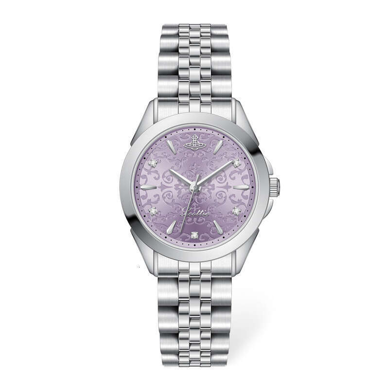With Box Purple Steel Strap New Design Women's Waterproof Quartz Watch Dainty Free gift