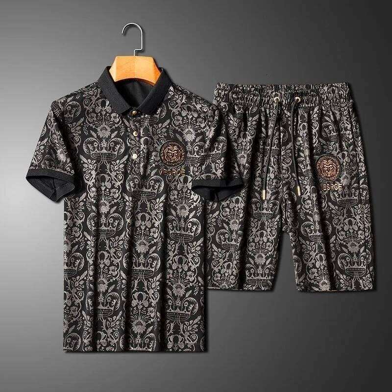 Men's Clothing Summer Style High Quality Printed Handsome Casual Slim-Fit Fashionable Trendy Brand Short Set
