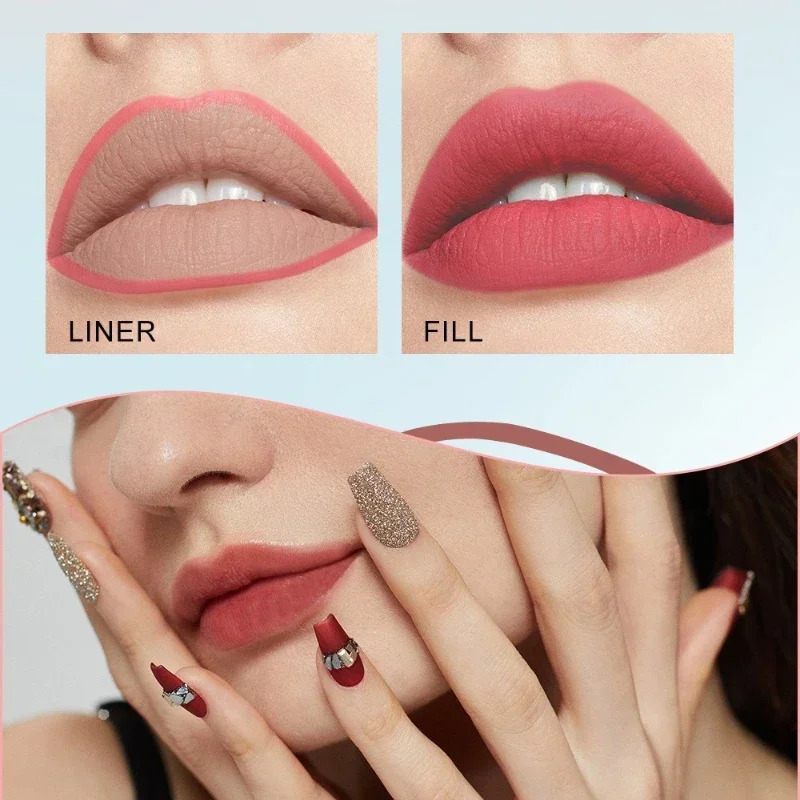 Matte Liquid Lip Liner Sponge Tip Lip Contour Pen Nude Pink Lipstick Pen Lasting Velvet Quick-dry Lip Glaze Hydrating Lipliner 260305