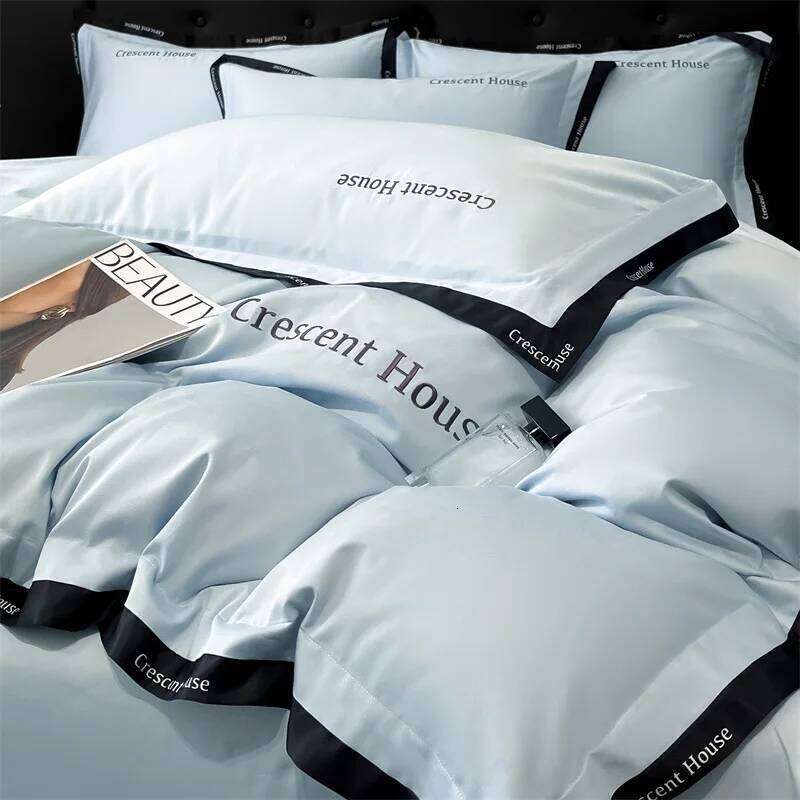 Light Silk Embroidery Bed Set Summer Naked Sleeping Skin Friendly Duvet Cover Kit New Washed Ice Rayon Comforter Sets H260312