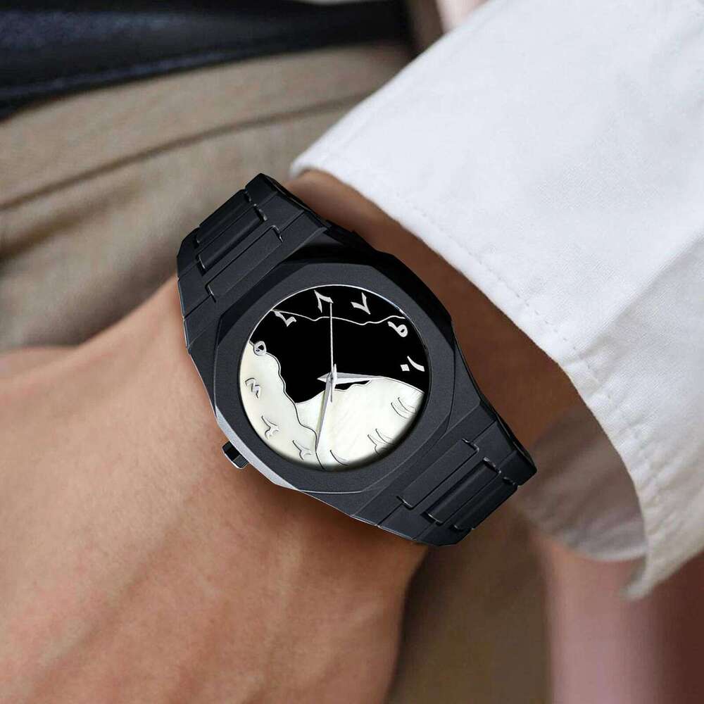 2025 New Hot Selling Silicone Strap Black Sports Style 40mm Quartz Movement Fashion Arabic Digital Wrist Watch for Men