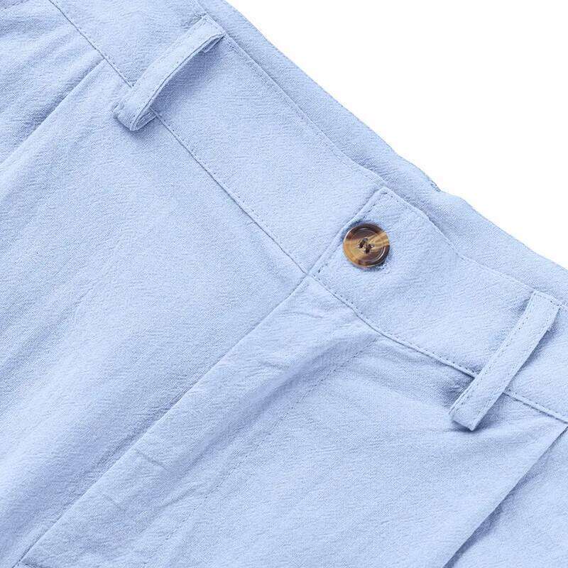Amazon European and American men's linen solid color casual suit pants new fashion beach wide-leg trousers