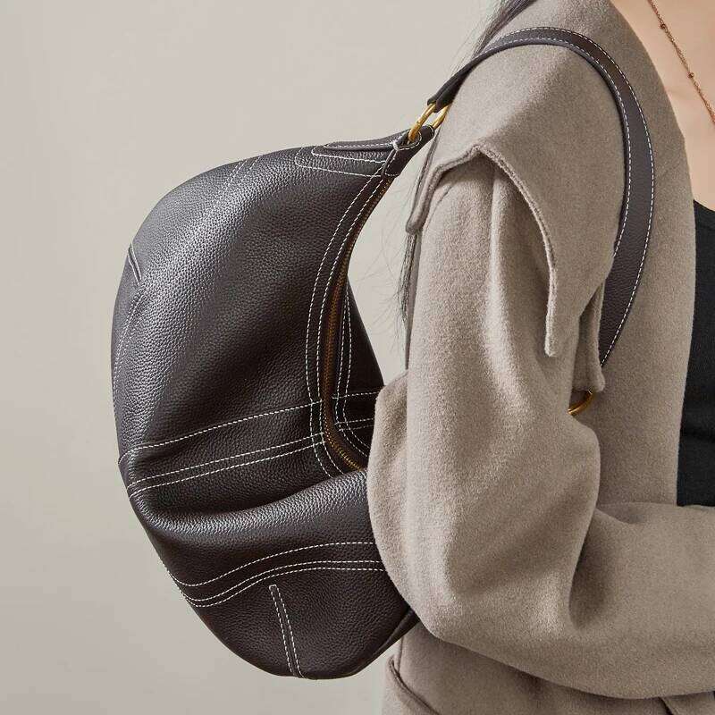 Hifashion Cowhide Genuine Leather Half Moon Crossbody Shoulder Bags For Women 2026 Luxury Designer Dumpling Hobo Ladies Handbags