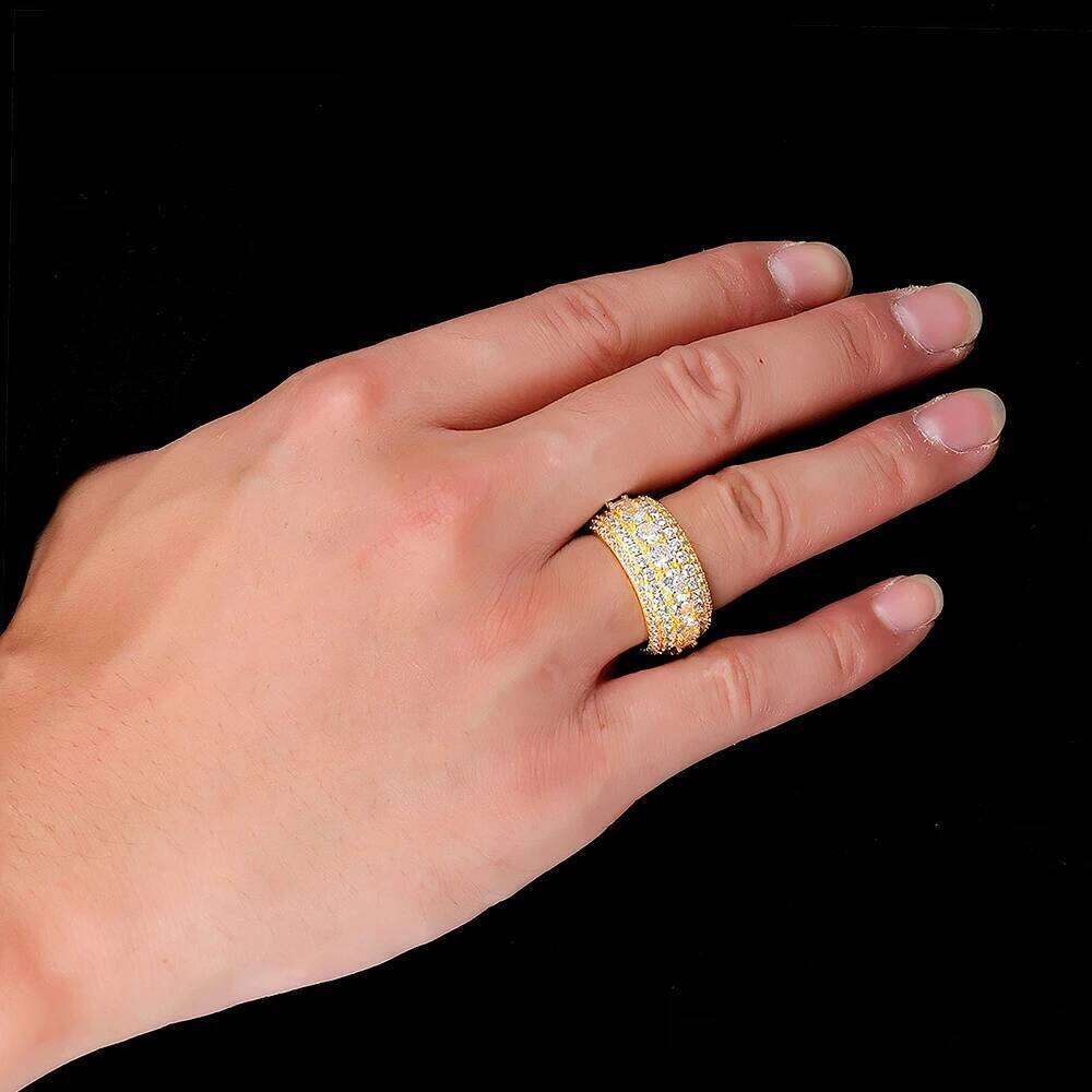 Hip Hop Rapper Rock Quality 5 Row Cubic Zirconia Rings Fashion Jewelry For Women Iced Cuban Ring Drop Shipping H260312