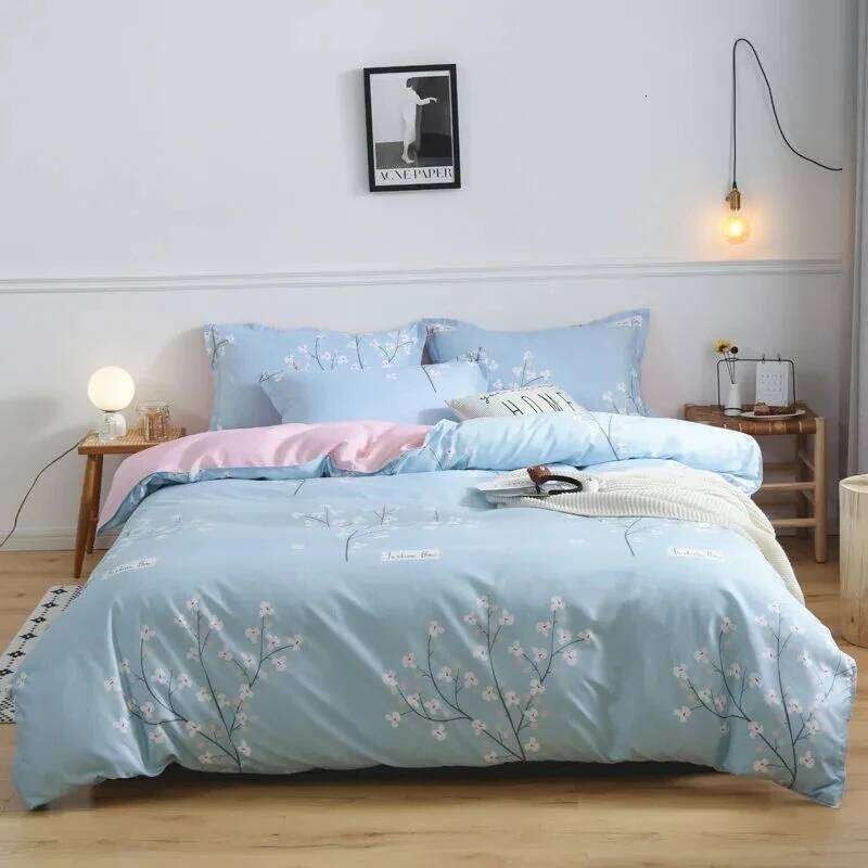 Princess Style Four-piece Set Cartoon Strawberry Printed Bed Sheet Pillowcase Quilt Cover Home Girls' Room Bedding H260312