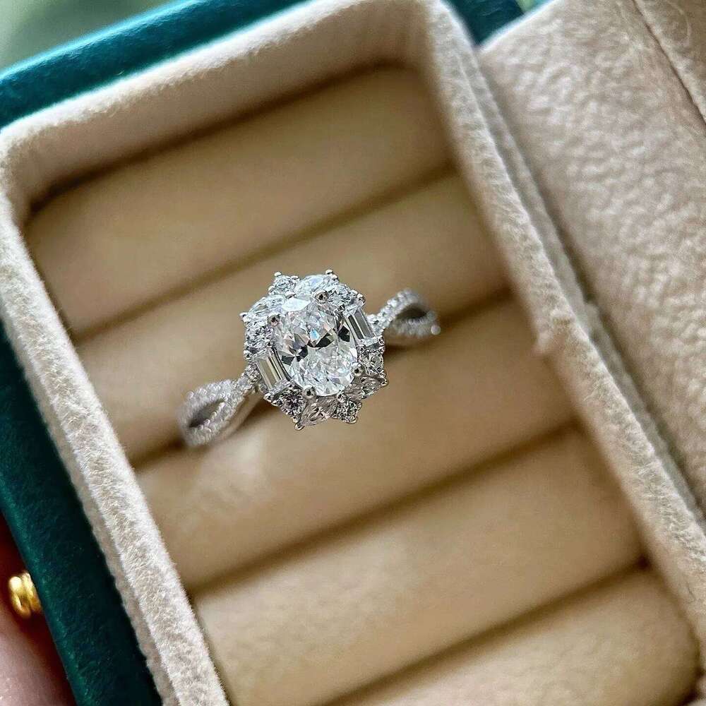 Gourch 1CT D Color Oval Moissanite Ring with 925 Sterling Silver Wedding Engagement Anniversary Band Jewelry Gifts for Women H260312