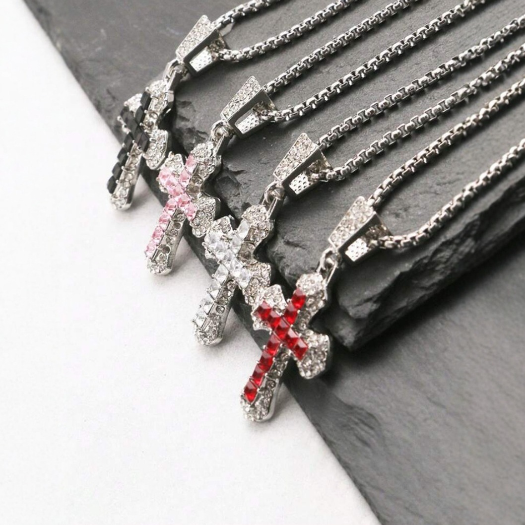 Luxury Brand Designer Jewelry New Style Cross Pendant Necklace With Diamonds, Autumn And Winter Long Sweater Chain, Street Hip-Hop Necklace Wholesale - view 3