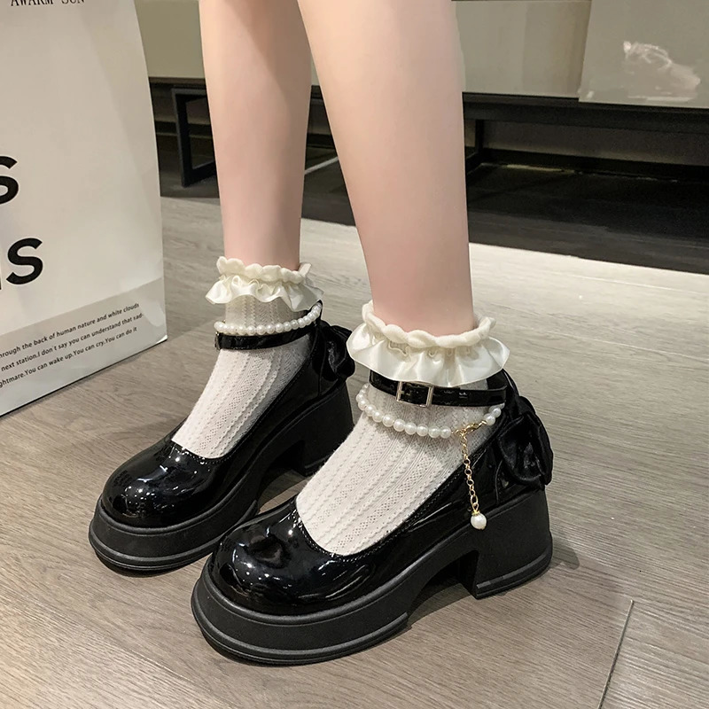 SpringSummer High Heels with Skirts Pearl Buckles Mary Jane Business Shoes Banquet Casual for Women 260306