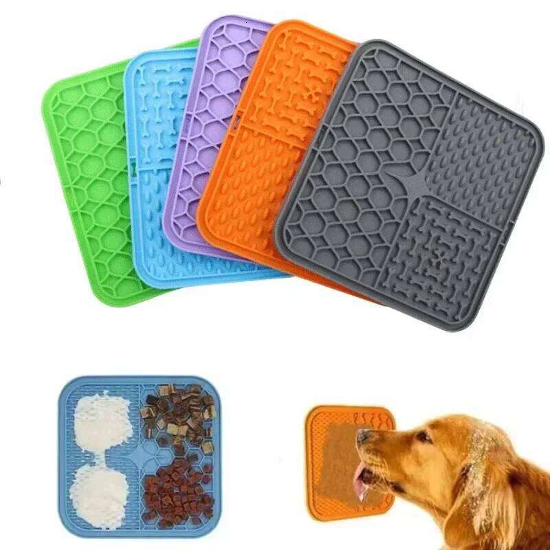 Silicone Dogs Lick Mat Pet Cat Slow Plate for Bathing Distraction Sucker Food Training Dog Feeder Supplies 26Y0312