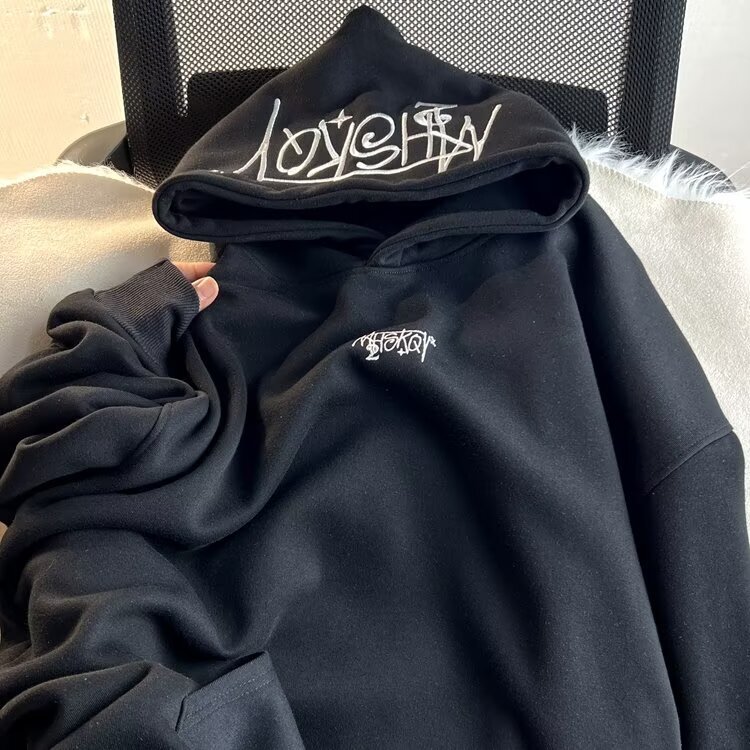 Retro Style Fleece-lined Embroidered Letter Hoodie Designer Hoodie For Men And Women New Casual Loose-fit Jacket For Spring Autumn And Winter