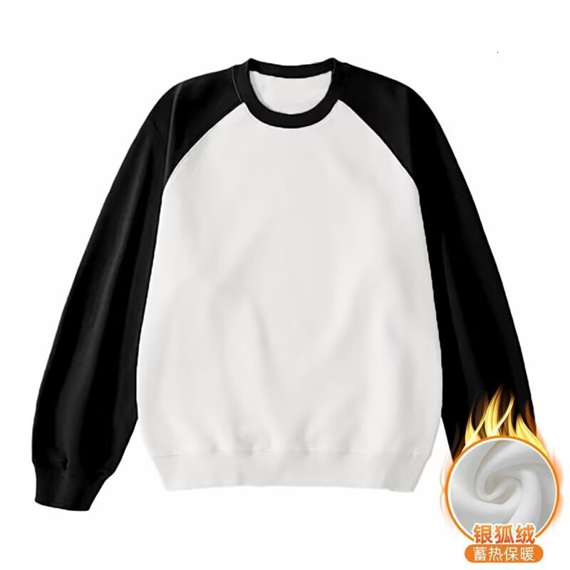 Style Creative Patchwork Color-blocking Fleece-lined Crew Neck Sweatshirt Designer Hoodie For Men Autumn Trendy Brand Versatile Loose Casual Pullover 