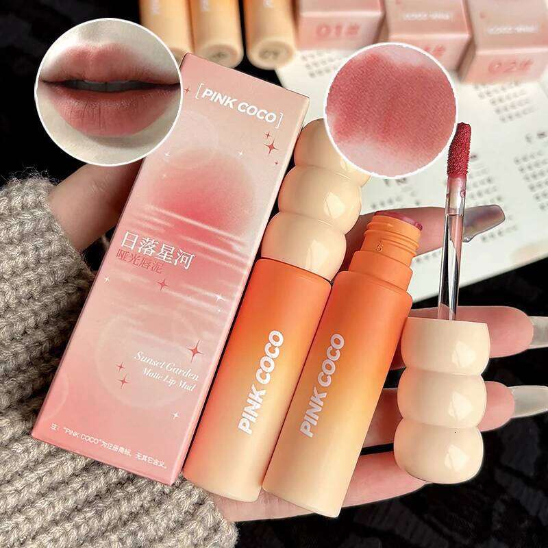 PINK COCO Sunset Galaxy Velvet Mud Low-saturation Tone Autumn and Winter Matte Lip Glaze W260311