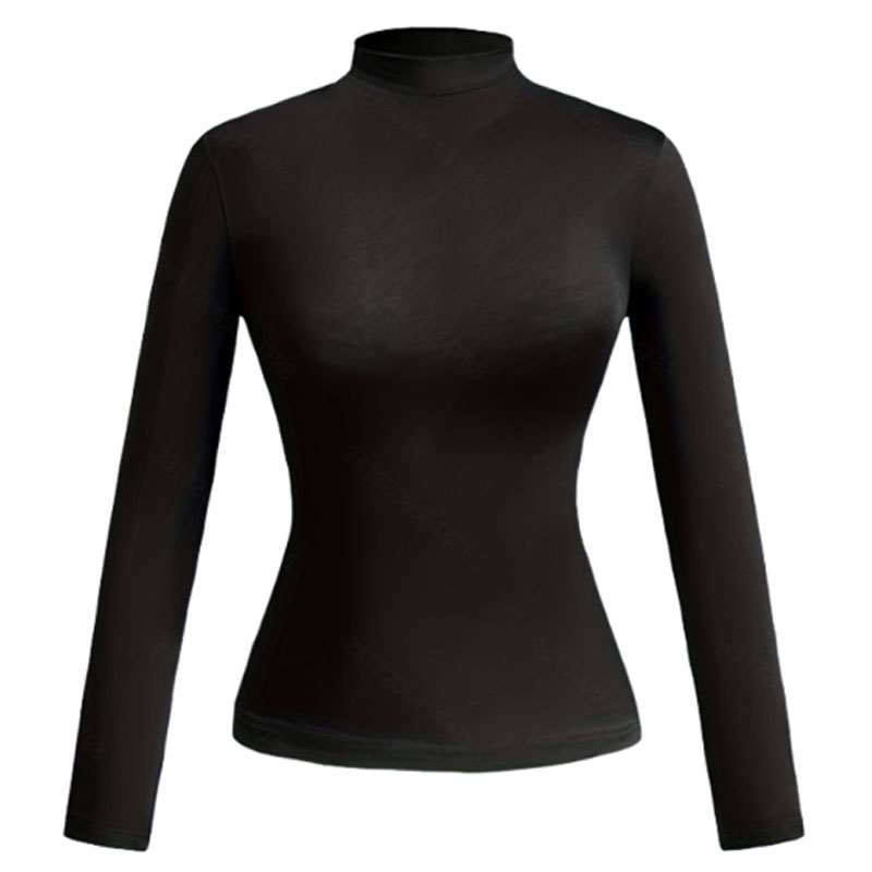 Half High Collar Long Sleeve T-Shirt, Soft Comfortable Daily Wear