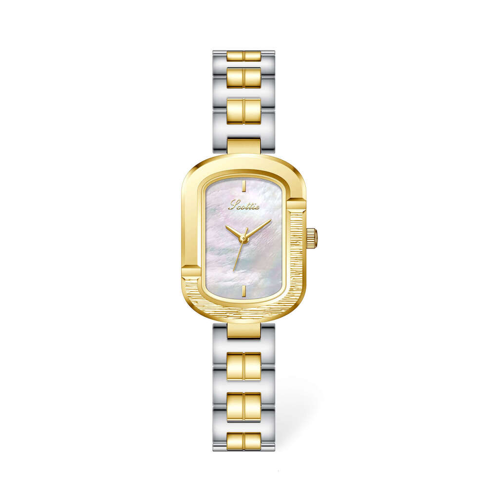With Box Steel Band Oval Women's Mother-of-Pearl Design Face Waterproof Dainty Watch Free gift