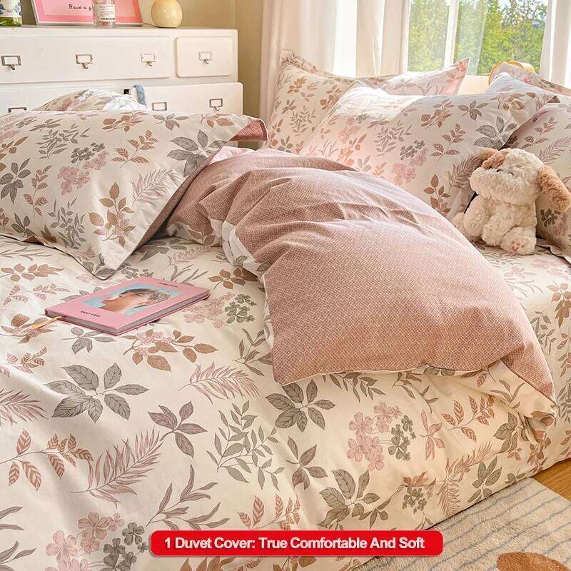 100% Cotton - Floral Print, Breathable Sweat-Absorbent Bedding Set 1 Duvet Cover 2 Pillowcases H260312