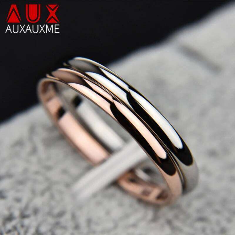 Auxauxme Fashion Simple Smooth 2/4/6/8mm Women Men Finger Rings Stainless Steel for rs Wedding Anniversary Jewelry Gifts H260312