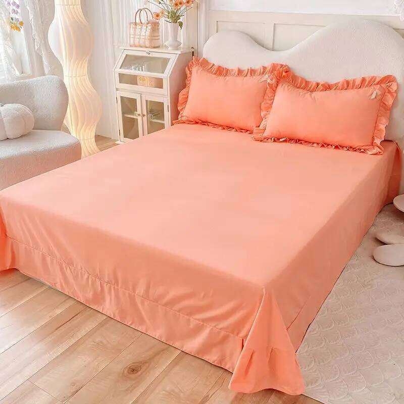 Korean version bed skirt princess style bedding set, autumn and winter thickened matte four piece set H260312