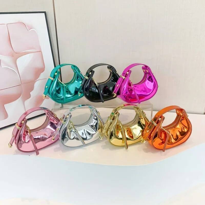 Shiny Patent Leather Handbag for Women Luxury Designer Phone Purse Ladies Lipstick Fashion Kids Bags Hobo Mini Tote Bag