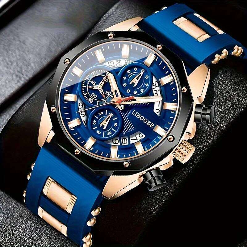 Fashion Silica Gel Strap Mens Quartz Watches Date Function Business Casual Watch for Men Gift