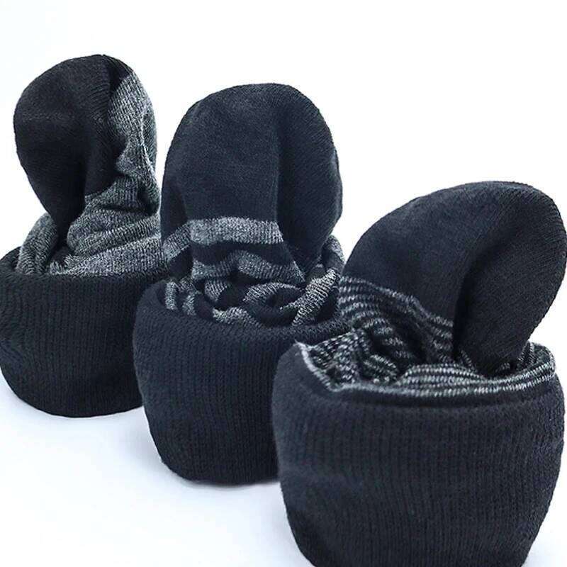 5 Pairs Large Fashion Business High Quality Stripe Black Gray Pure Men Cotton Sports Socks Size EU41-48 Z260312