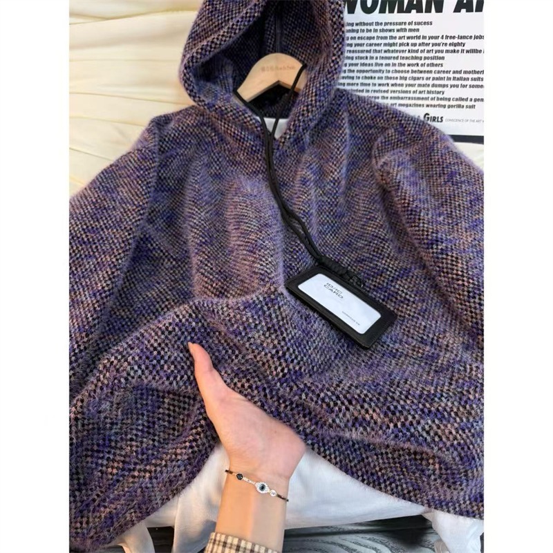 Retro Men's Autumn Winter New Designer Hoodie Plush Loose Versatile Personality Casual Fashion Trendy Hooded Sweatshirt