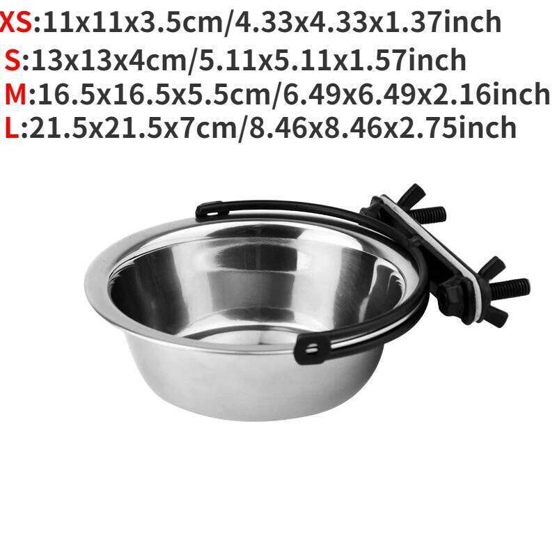 Pet Can Hang Stationary Cage Stainless Steel Dog Cat Hanging Bowls Durable Puppy Kitten Feeder Water Food Bowl 26Y0312