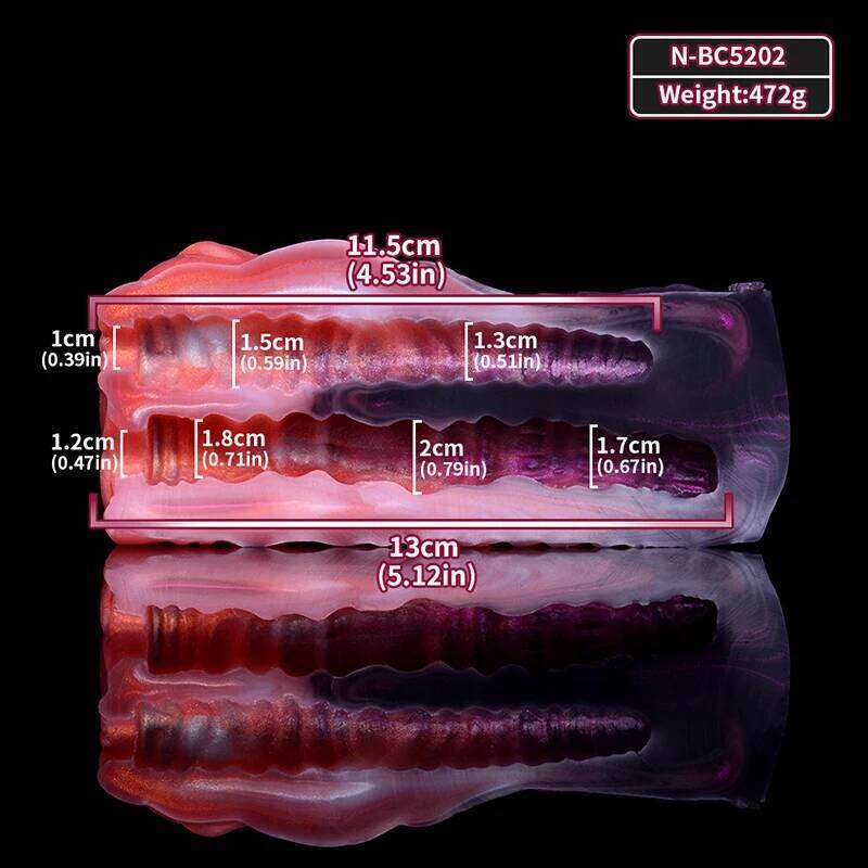 14.8*3.5cm 2in1 Alien Monster Dragon Vagina Anal Holes Artificial Pocket Pussy Male Masturbator Sex Toys for Penis Penetration Z260311