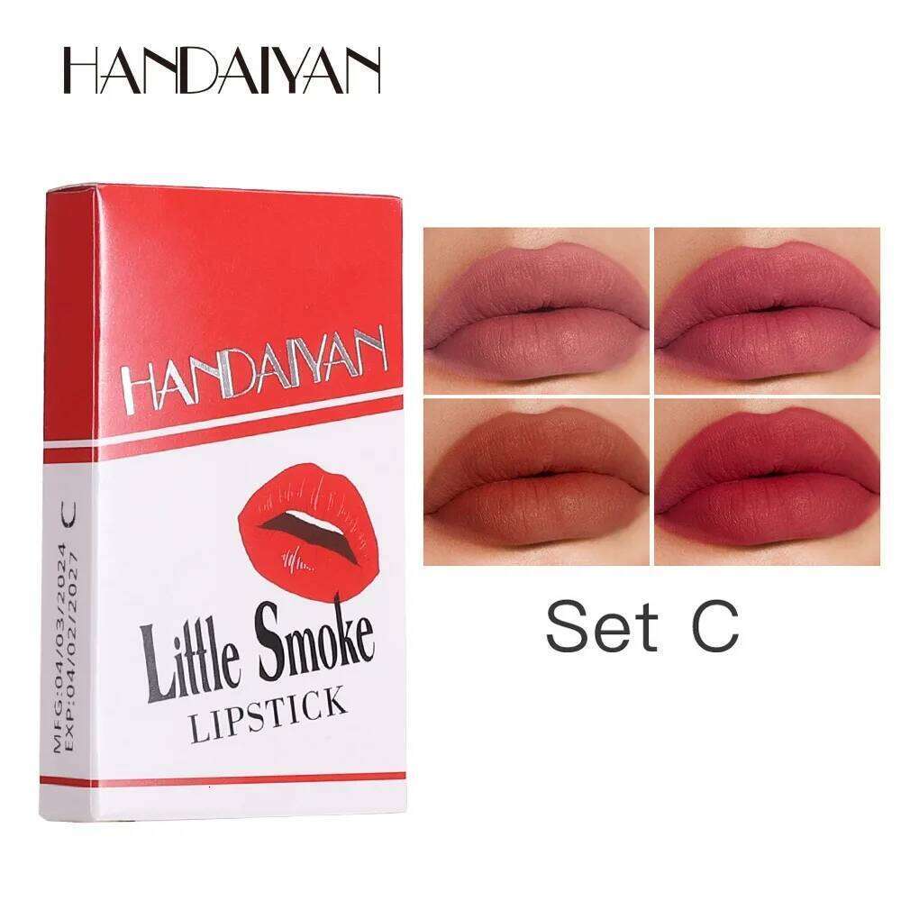 4-Lasting Stick Waterproof Lip Set Long-Lasting Matte Lipstick with Transparent Finish - Perfect Valentine's Day Gift for Her W260311