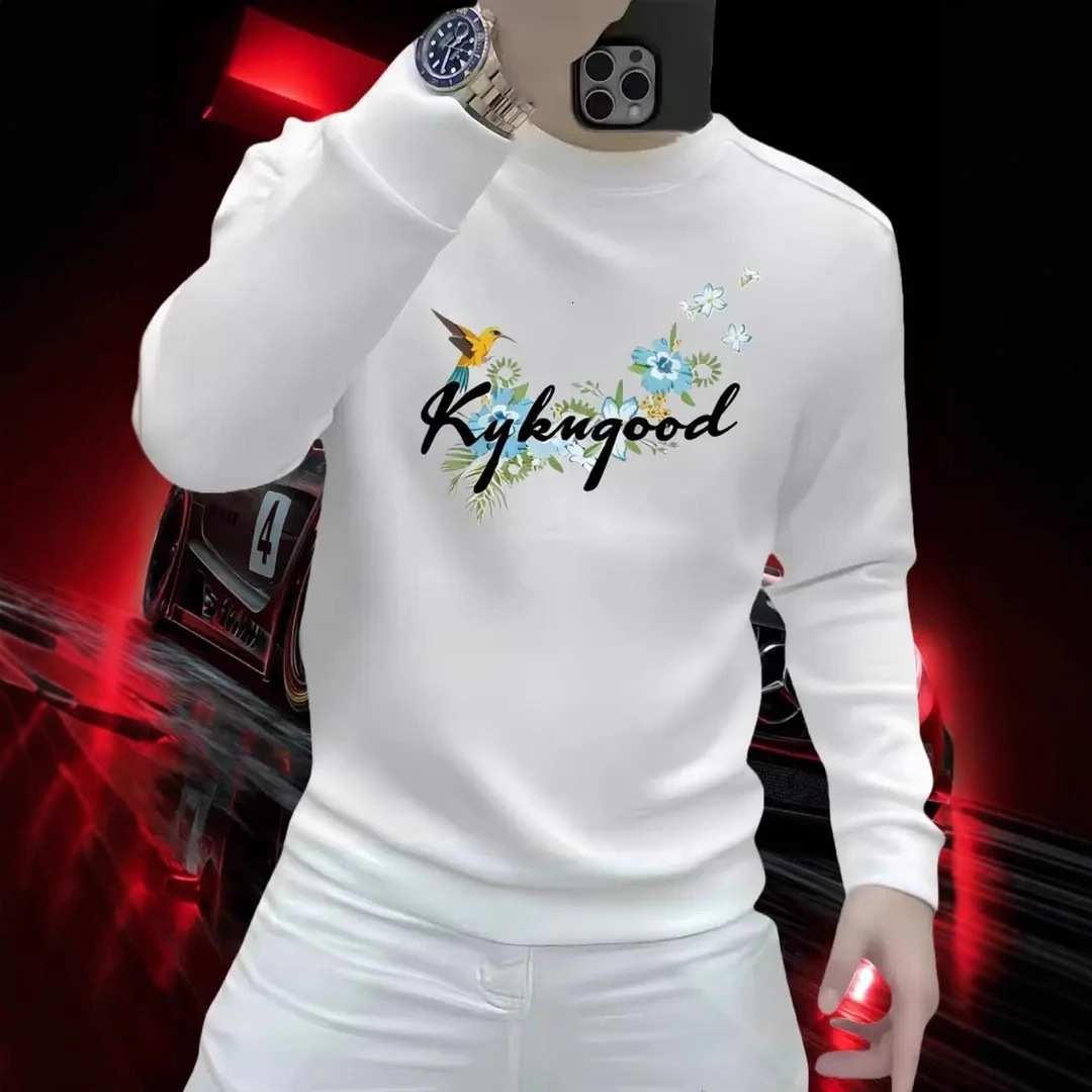 Vine Flower Print Pullover Swetshirt For Men Utumn Seson Trendy Hevy-duty Personlized Printed Bse Shirt Designer Hoodie High Street Fshion Top