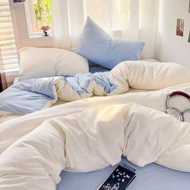 Bed Linen Cotton Bedding Set with Sheet Duvet Cover Pillowcase Single Couple Bedsheet King Queen Double Twin Size H260312