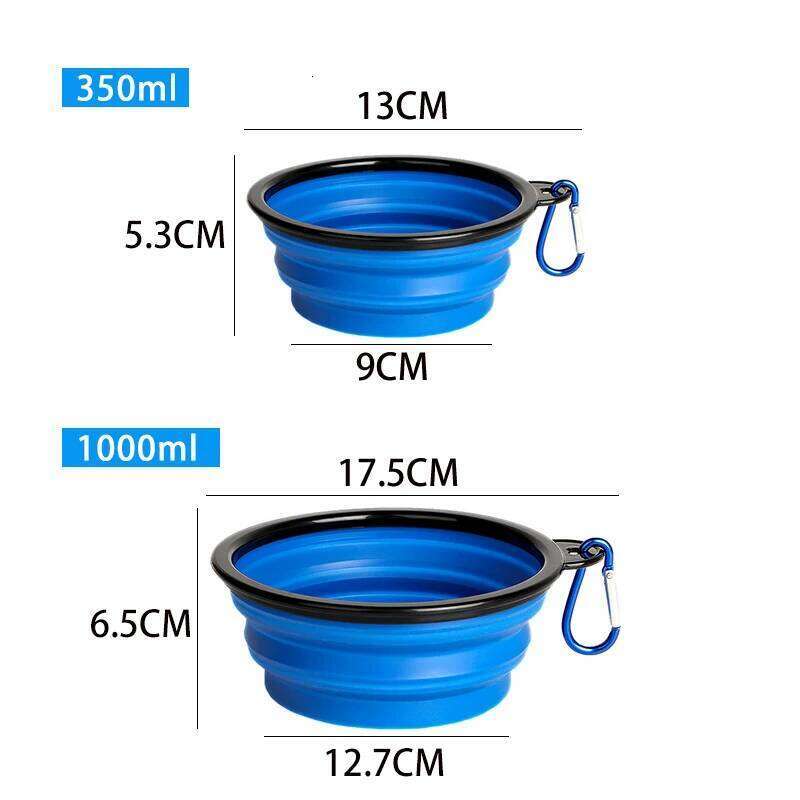 Dogs Feed Supplies Silicone Portable Puppy Water Container with Carabiner Folding Cats Bowl Travel Pets Accessories 26Y0312